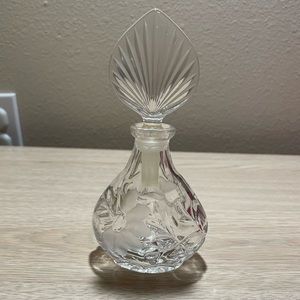 Vintage Princess House Crystal Floral Etched Perfume Bottle with Stopper